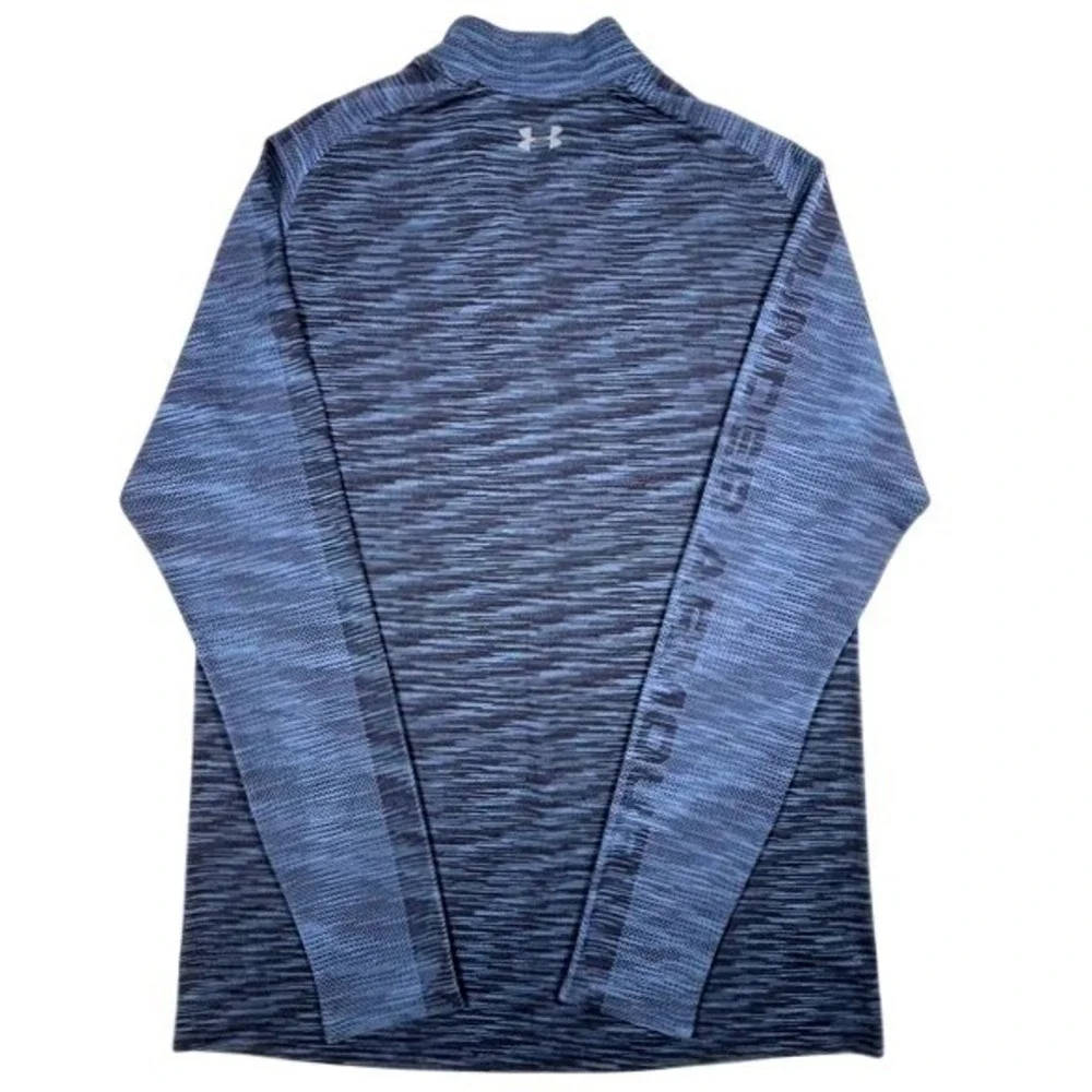 Under Armour Golf Mens Blue Space Dye Quarter Zip Pullover HeatGear Medium